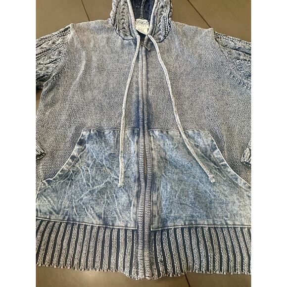 90s 80s Vintage PBJ Blues Blue Hooded Full Zip Jacket Women's Medium - Picture 7 of 8